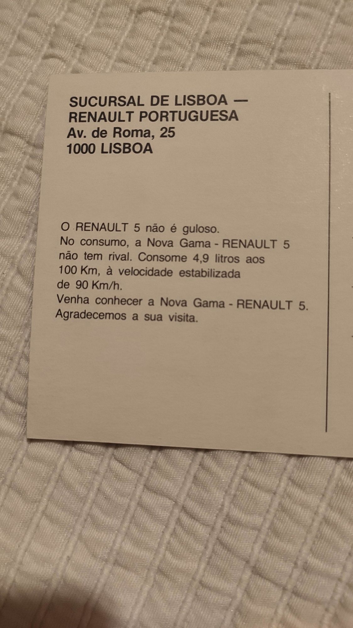 Carro Renault 5 TL GTL anos 80- Catálogos motor