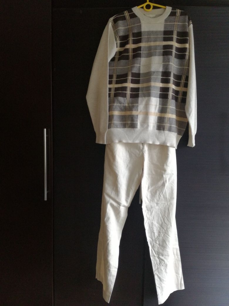 Elegancki komplet - spodnie garniturowe i sweter lata 90 vintage style