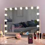 FENCHILIN Lusterko do makijażu oświetlenie USB Bluetooth 15 diod LED