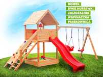 Plac zabaw domek dla dzieci huśtawka zjeżdżalnia z montażem producent