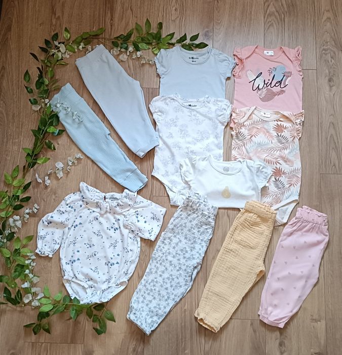 Zestaw ubranek r. 80/86 / spodnie / body z krótkim i długim rękawem