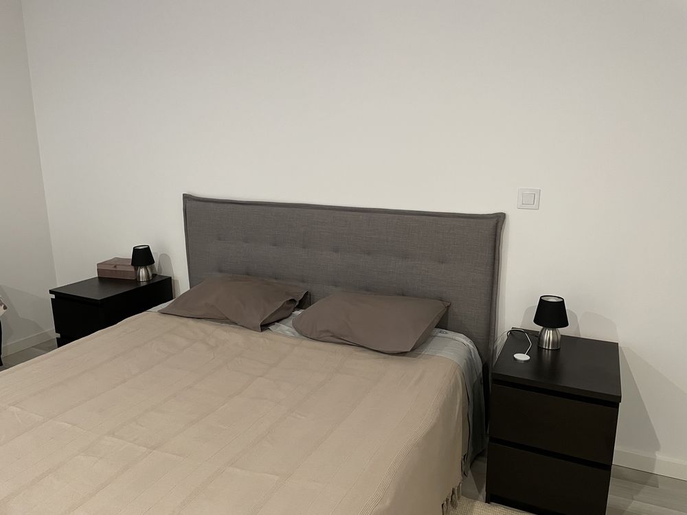 Cama casal 1.6m sommier elevatorio + colchao + cabeceira