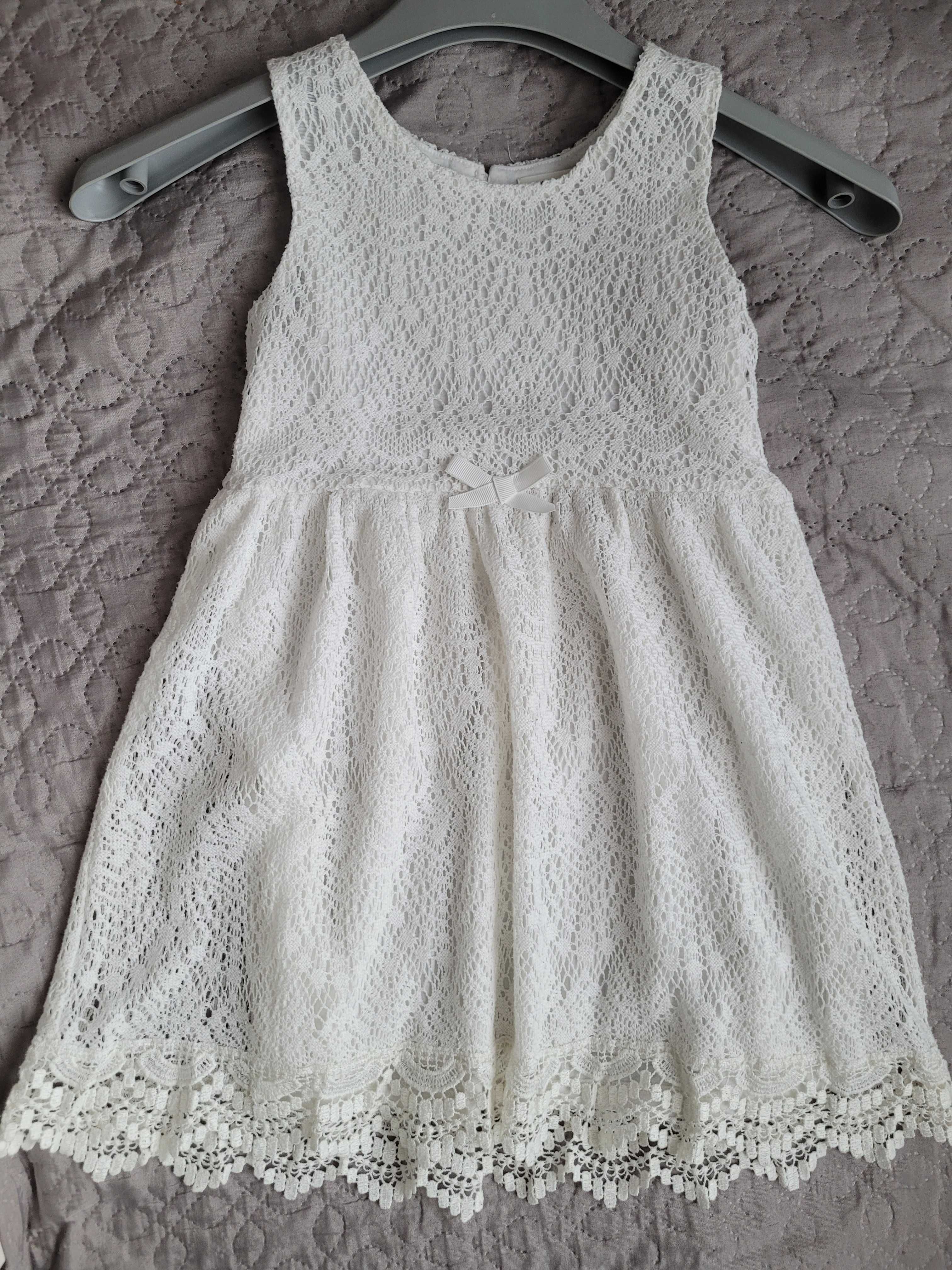 Sukienka H&M 110/116 biała koronkowa wesele chrzest