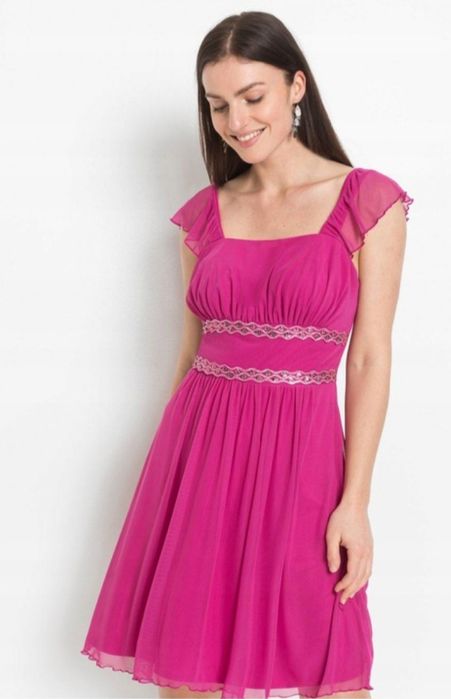 Wyprzedaż 2 sukienka 40 42 siateczka cekiny wesele świadkowa druhna ko