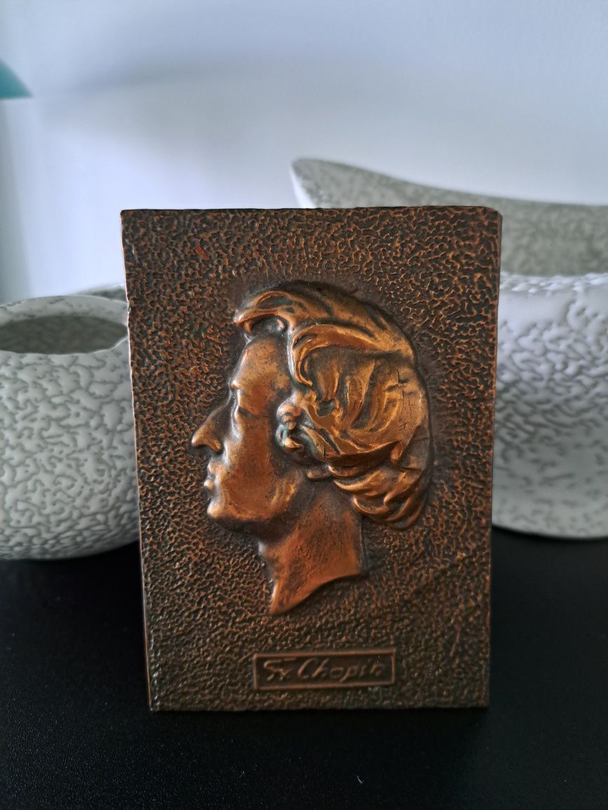 Plakieta miedziana,Fryderyk Chopin,miedź,vintage,PRL,retro,kolekcje