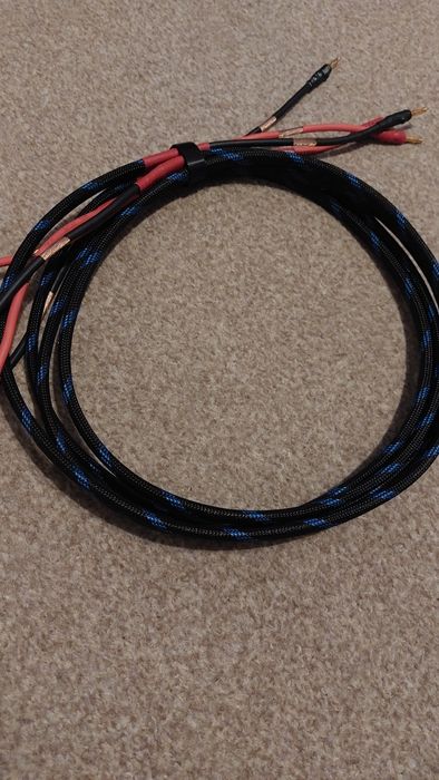 Kable głośnikowe audio OFC 2x4mm/2x1.9m +zworki gratis.