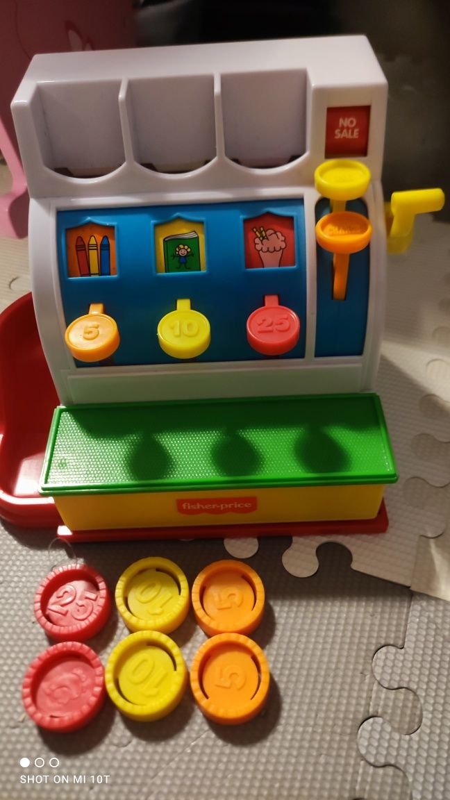 Kasa fisher price z pudełkiem ideał zabawka edukacyjna nauka matematyk