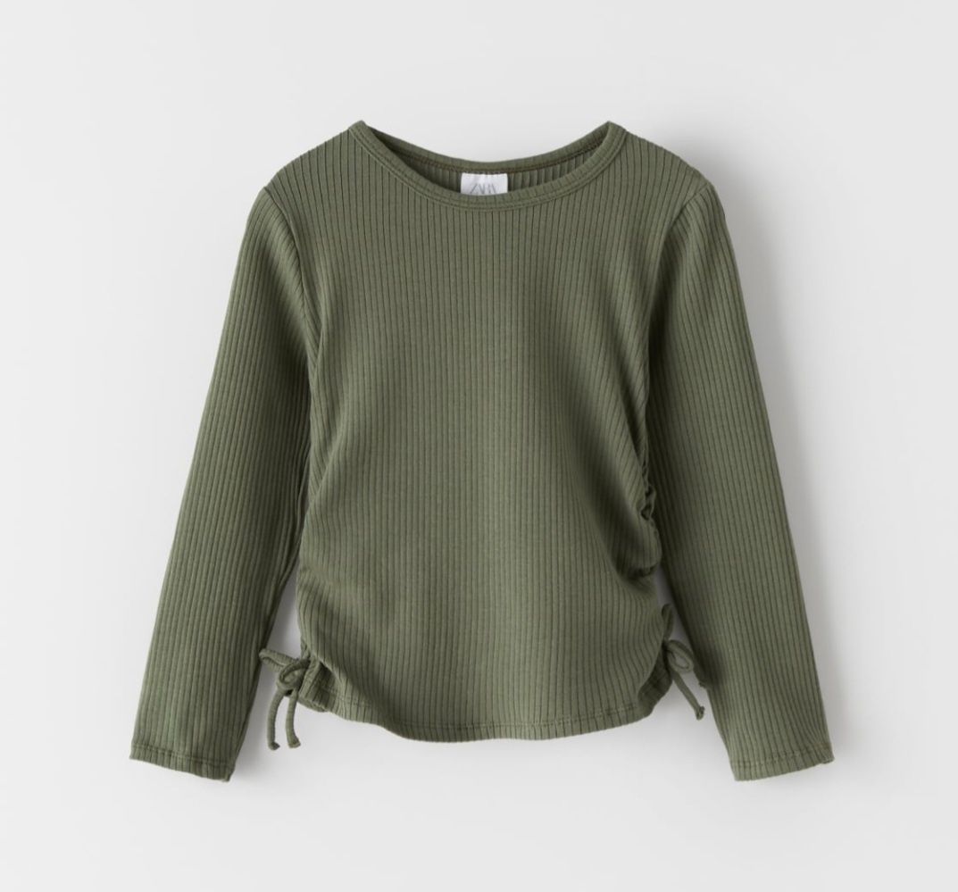 Zara koszulka khaki z prążkowanej tkaniny r. 152 wiek 11-12