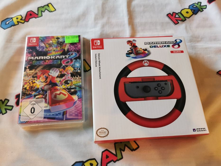 Mario Kart 8 Deluxe SWITCH (nowa w folii l+ wheel (kierownica)
