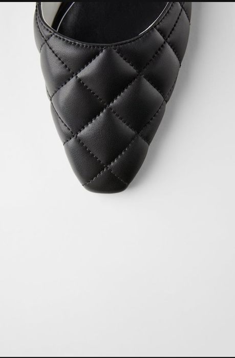 Zara czarne pikowane płaskie klapki Flat Mules 38