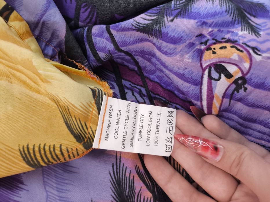 Сорочка гавайська y2k різнокольоровий принт з пальмами