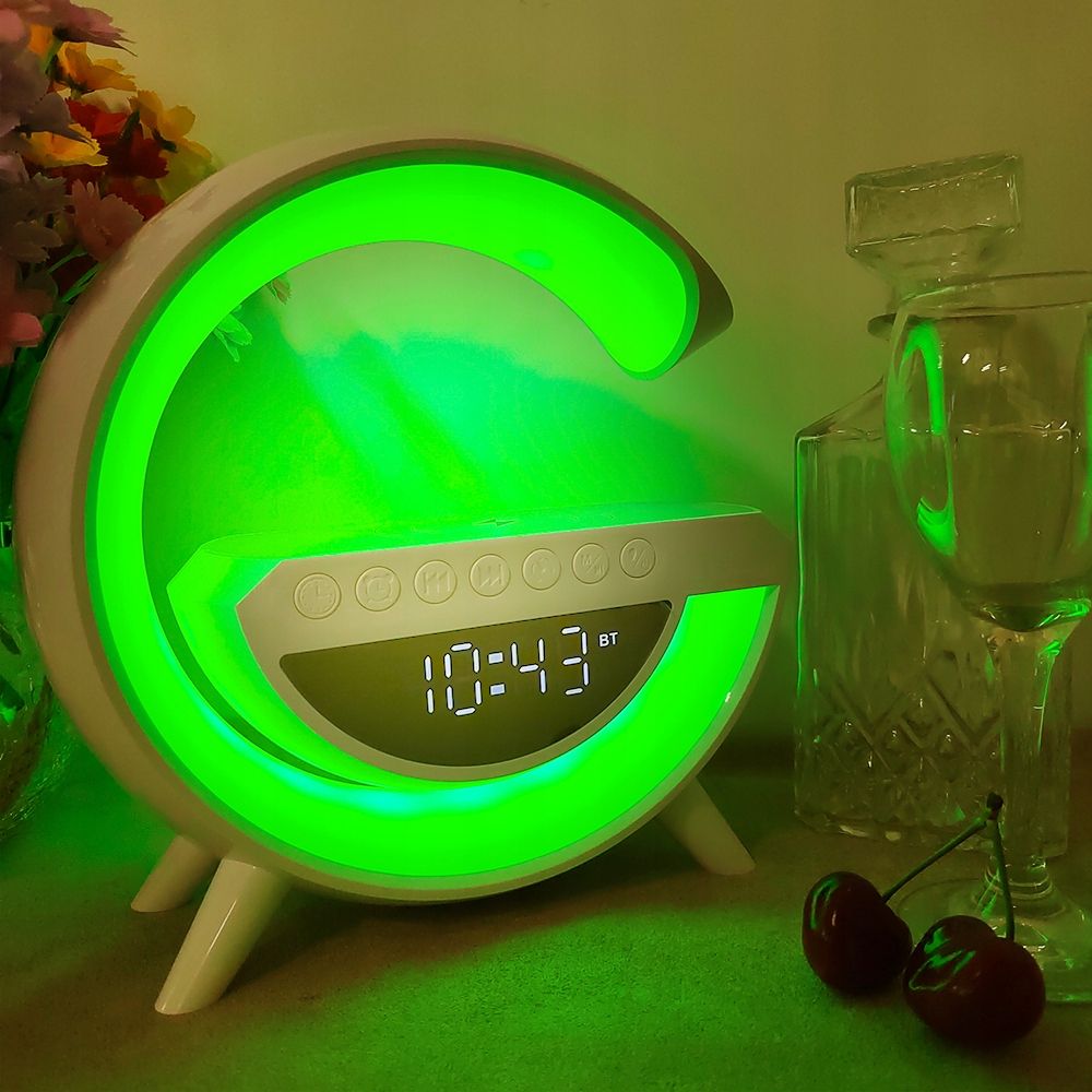 Lampka Led Ładowarka Qi Głośnik Rgb Radio Zegar