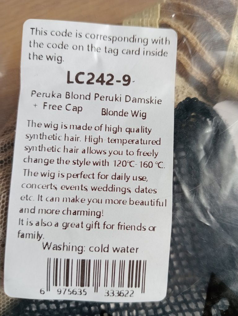 Peruka damska blond