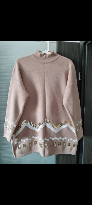 Sweter ciepły niegryzący damski beżowy