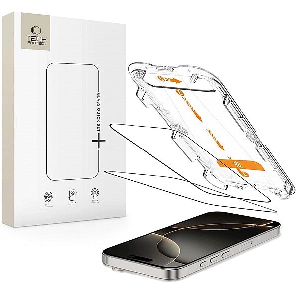 Szkło hartowane Tech-Protect Quick Set+ 2-pack na iPhone 16 Pro