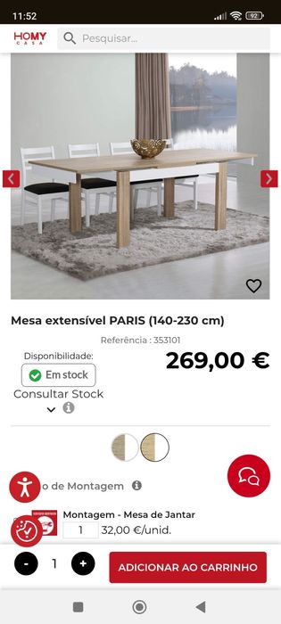 Mesa jantar extensível