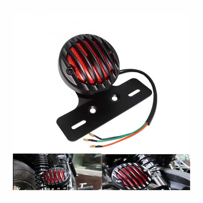 Farolim traseiro LED 12V suporte matrícula central - chopper bobber