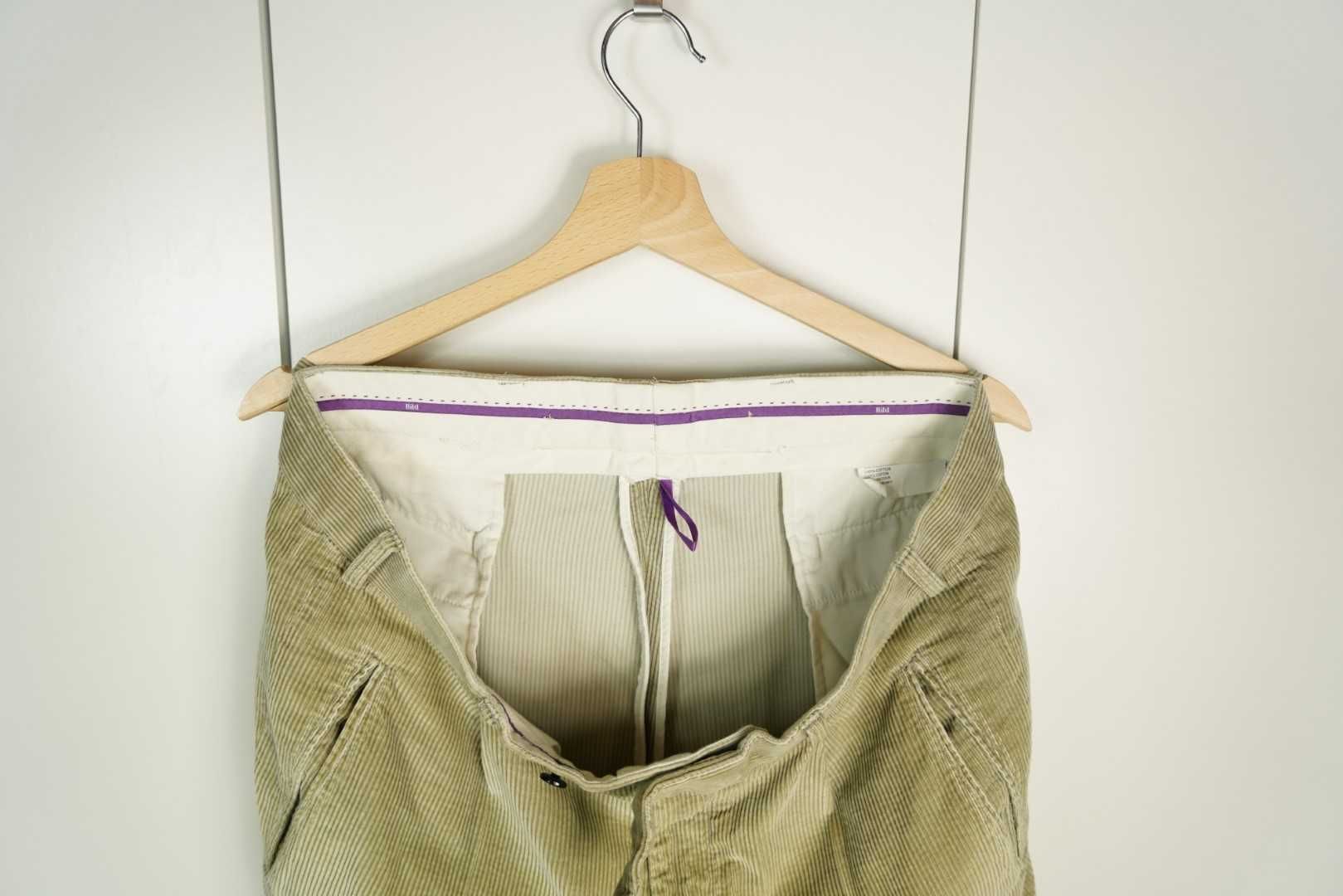 Hiltl kremowe męskie spodnie sztruksowe chinos L XL wus25