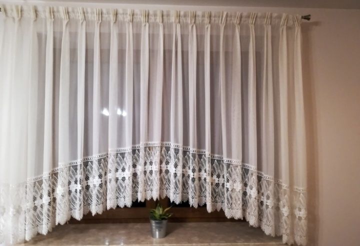 Firanka, ecru, woal z gipiurą
