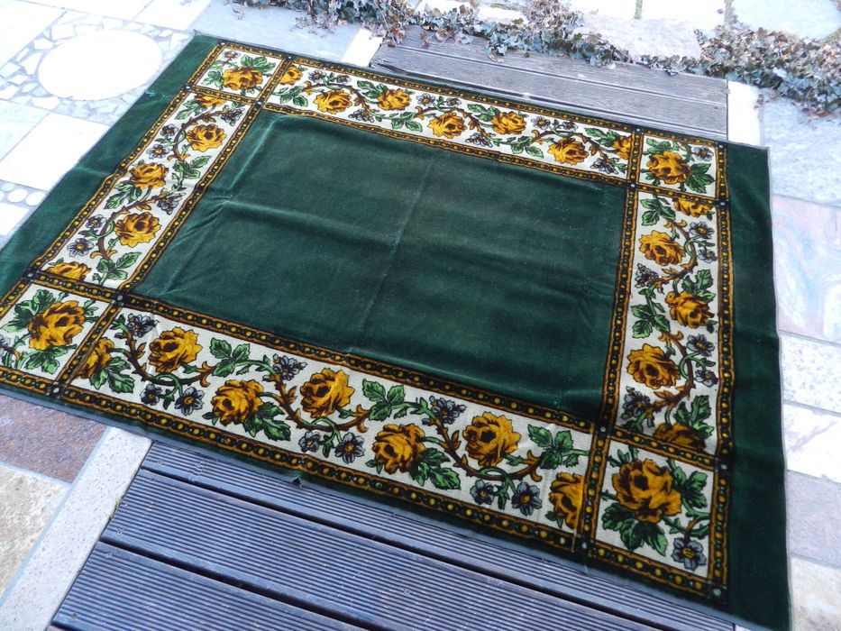łódzka secesja kapa obrus kilim plusz sygnowany 195x145 przedwojenny