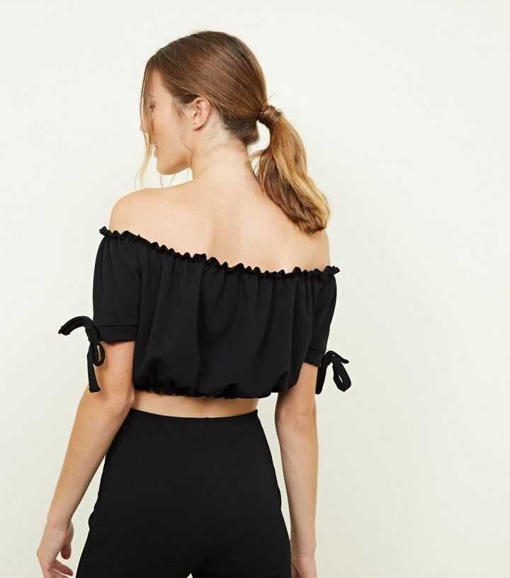 Короткий черный топ на резинке, кроп, Missguided, XL