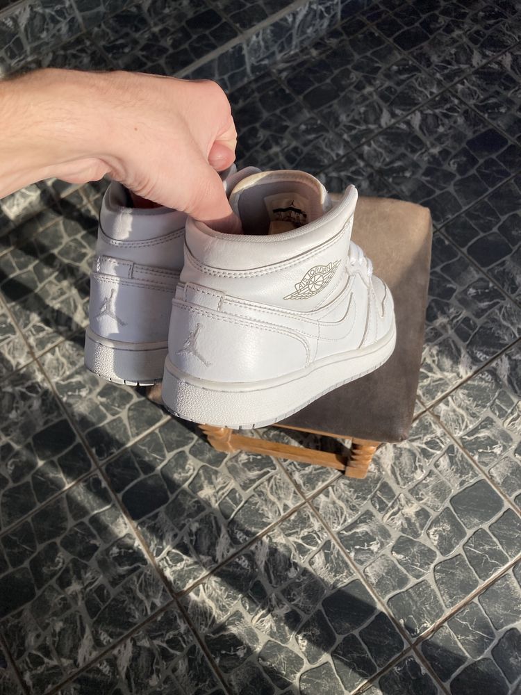 Кросівки Nike Jordan 1 Mid White Grey | Кроси Найк Джордан ОРИГІНАЛ