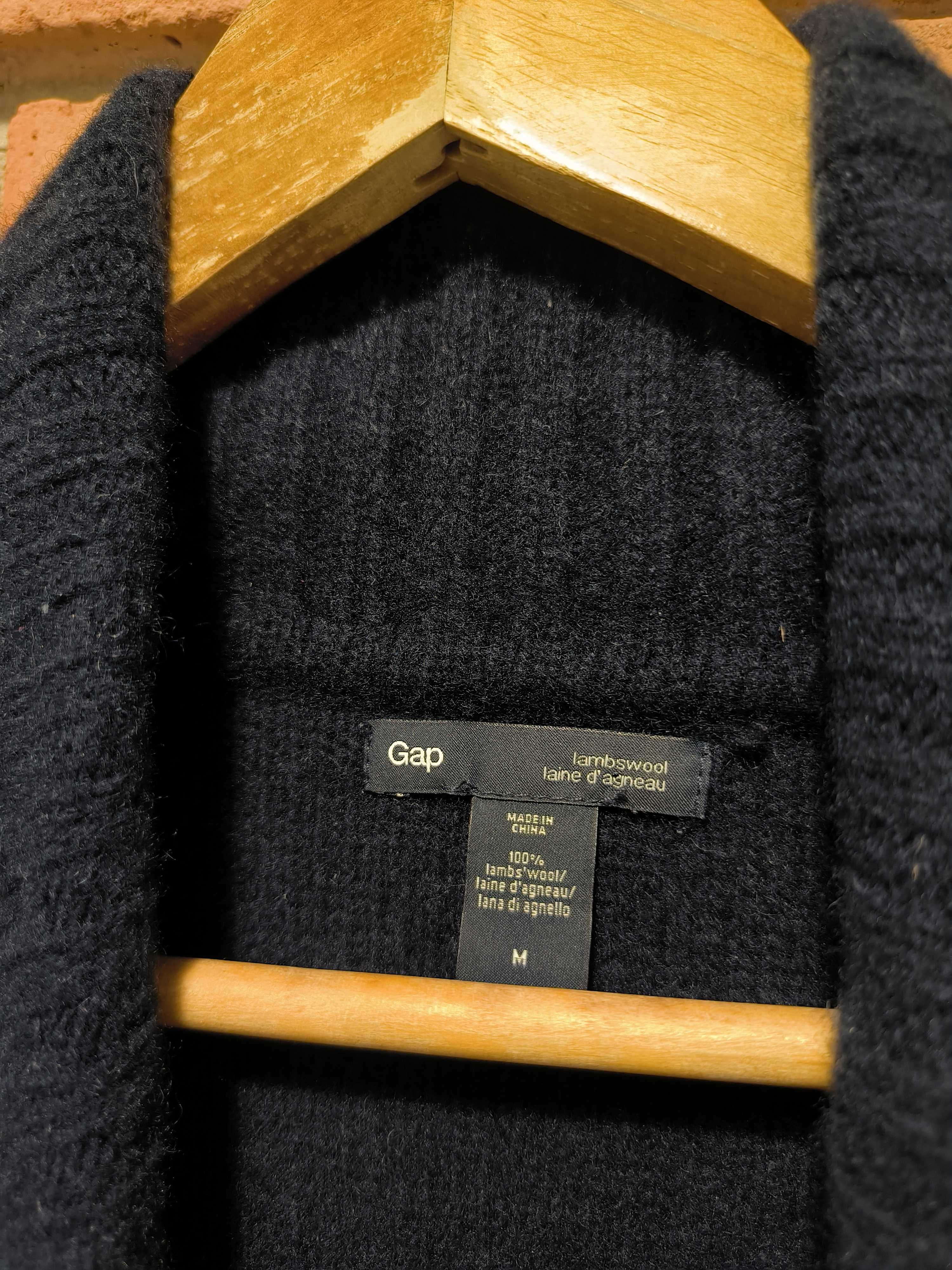 Sweter Gap Wełniany Gruby Granatowy Wełna Zimowy Golf