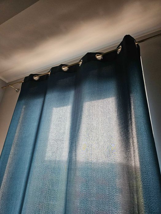 Zasłona 2 sztuki na okno szmaragd morskie 140 x 250 cm przelotki