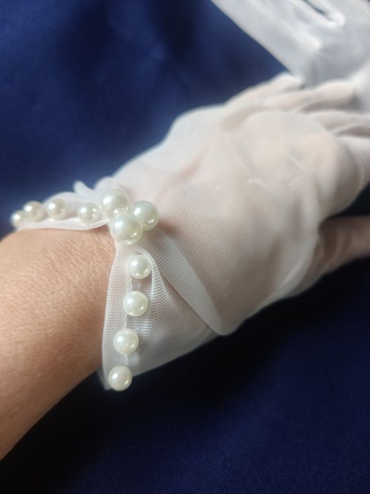 Rękawiczki tiulowe, ślub, sesja. Nowe.