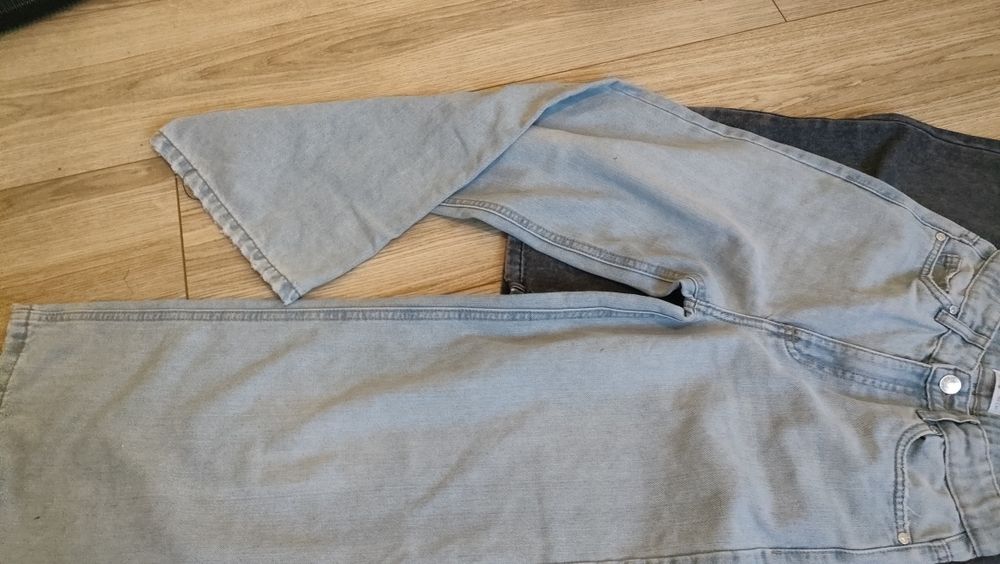 Zestaw paka ubrań jeansy wide leg i sweter sinsay hm pepco 146