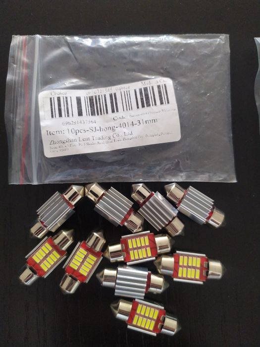 Leds tubulares C5W 31/36/39/41mm alto brilho