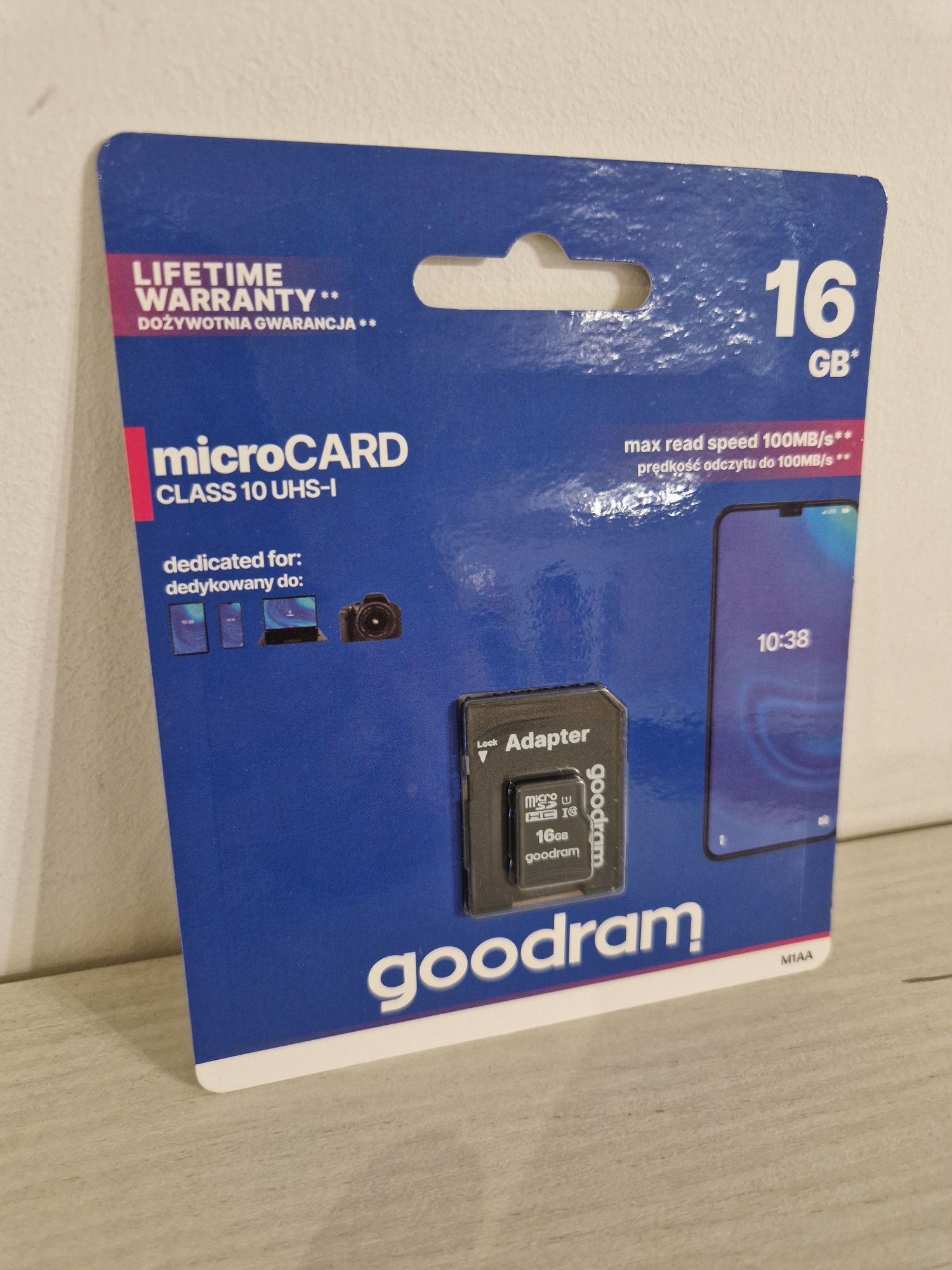 Karta pamięci micro sd GOODRAM - 16GB z adapterem UHS I CLASS 10 100MB