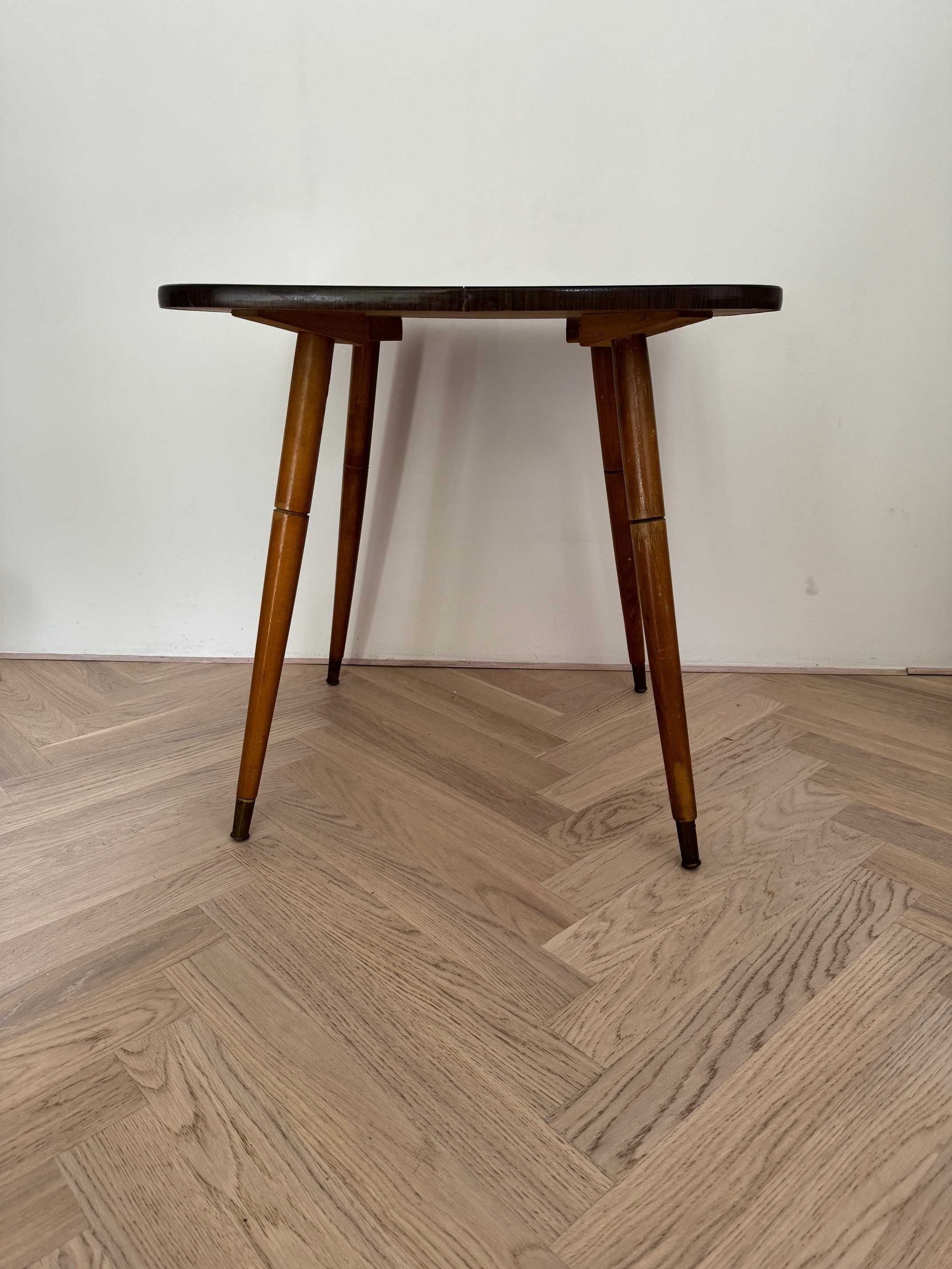Przepiękny stolik, mid-century, mahoń, intarsje, stan bardzo dobry