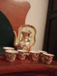 Bule, tabuleiro e copos em porcelana oriental Macau - Baixa de preço