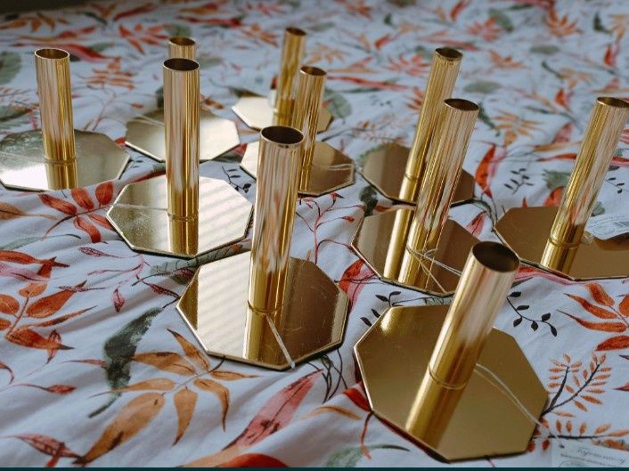 Świecznik wesele nowoczesny  złoty miedziany dekoracja stołu