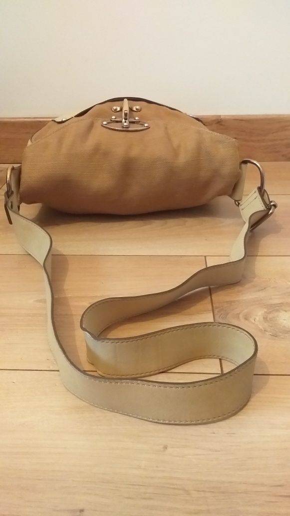 FAY PREMIUM UNIKAT oryginalna torebka len i skóra nat. crossbody worek