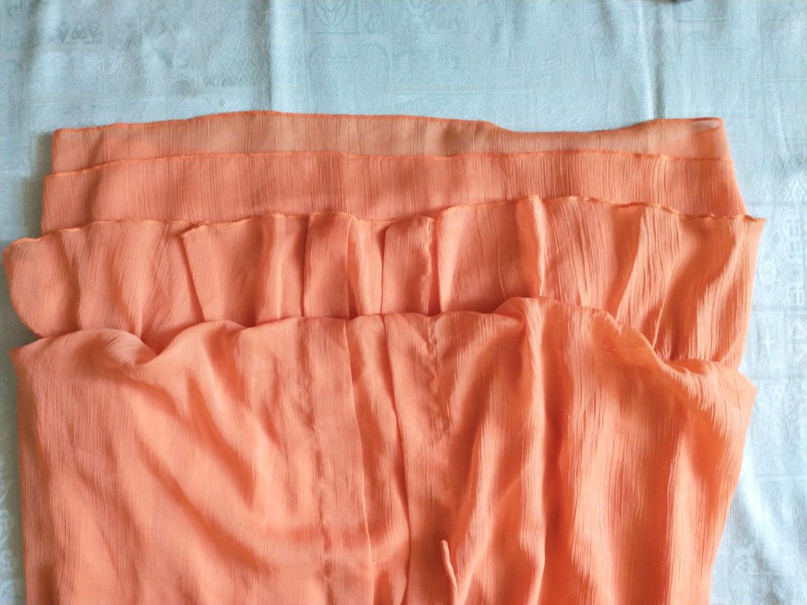 Tunika, bluza, mini sukienka pomarańczowa z falbankami