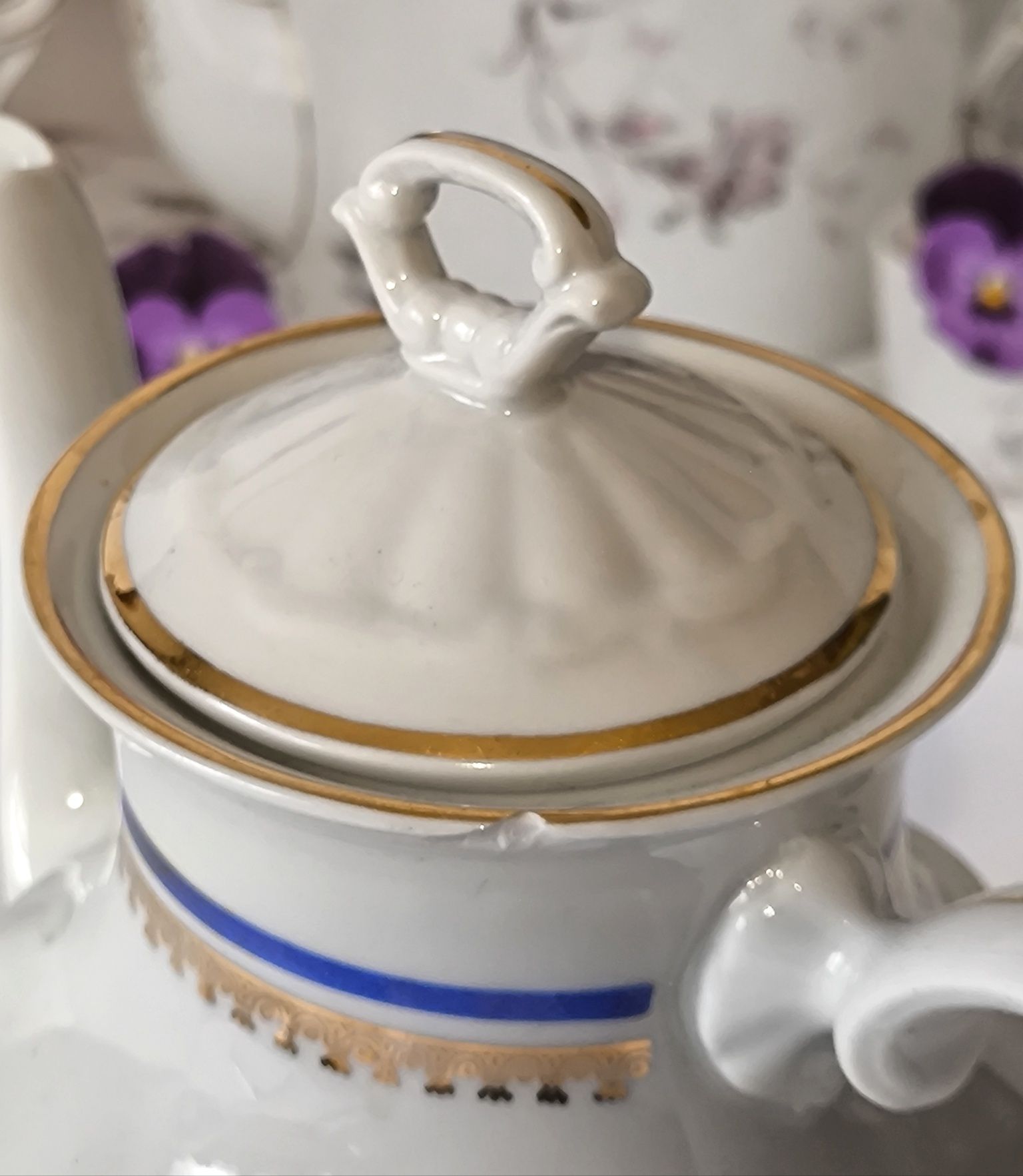 Serwis do kawy mokki Wałbrzych piękna stara porcelana