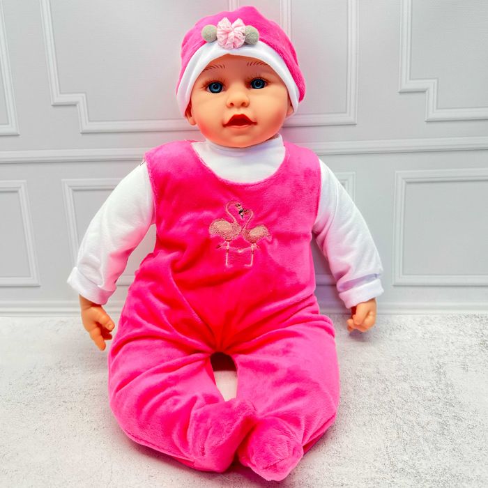 Пупс м'яконабивний музичний 50 см озвучений українською мовою рожевий