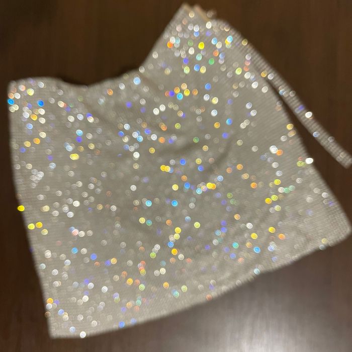 юбка кольчуга блестящая стразы металлическая камни