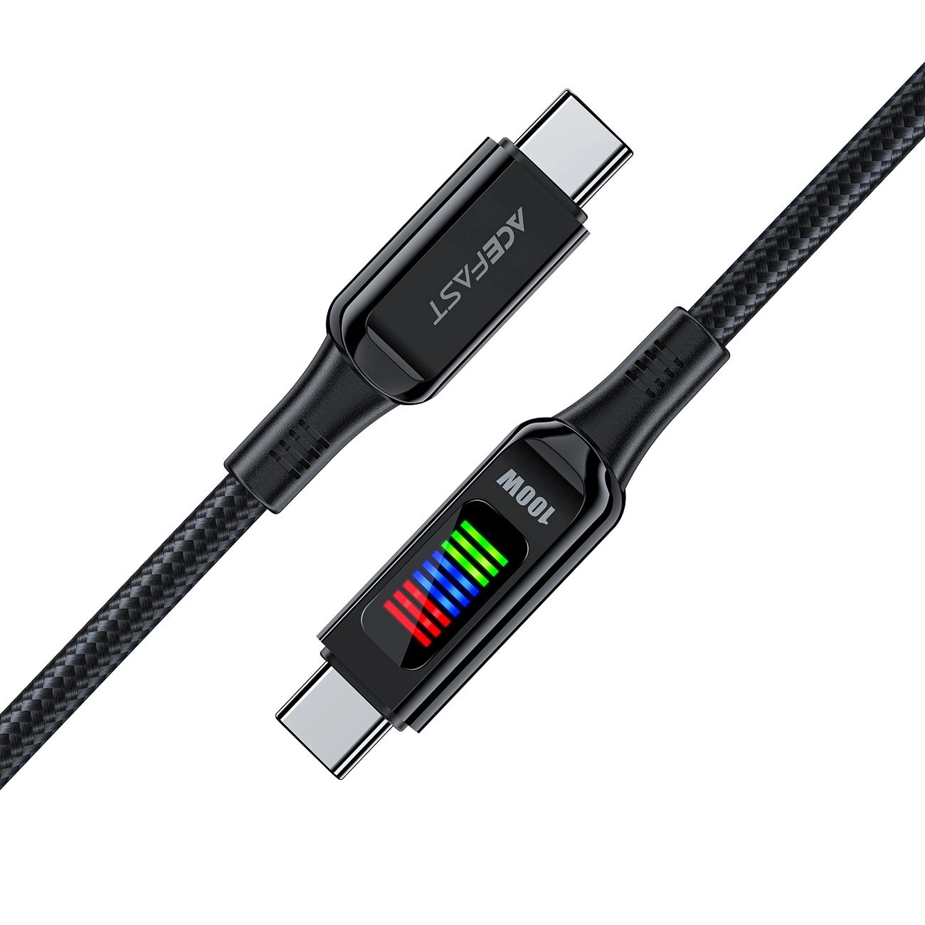 Kabel Acefast C7-03 USB-C USB-C 100W 1.2m z wyświetlaczem - czarny