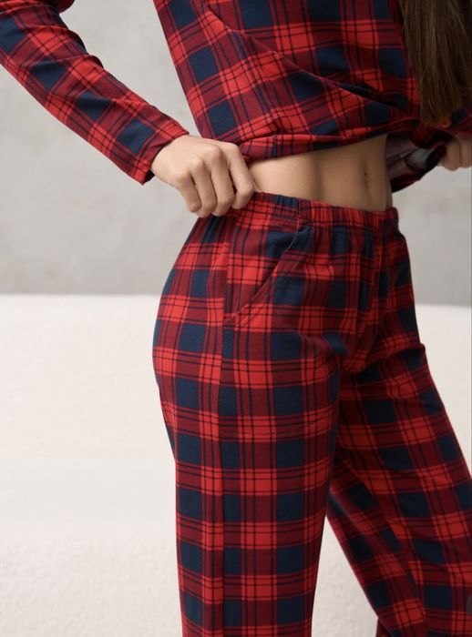 Парні піжами в клітинку family look, фемелі лук