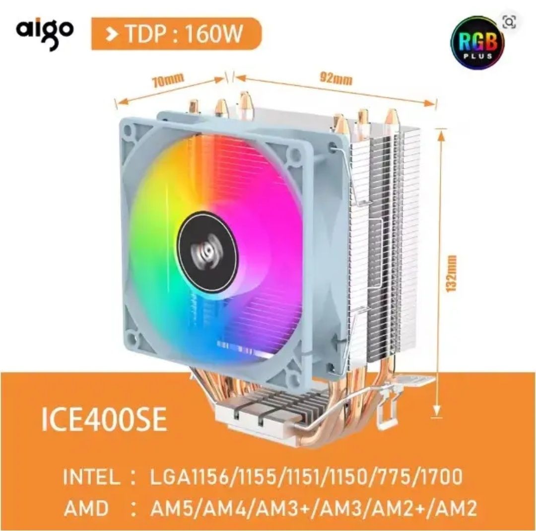Aigo ICE400SE процессорный кулер Intel/AMD  TPD 160W RGB подсветка