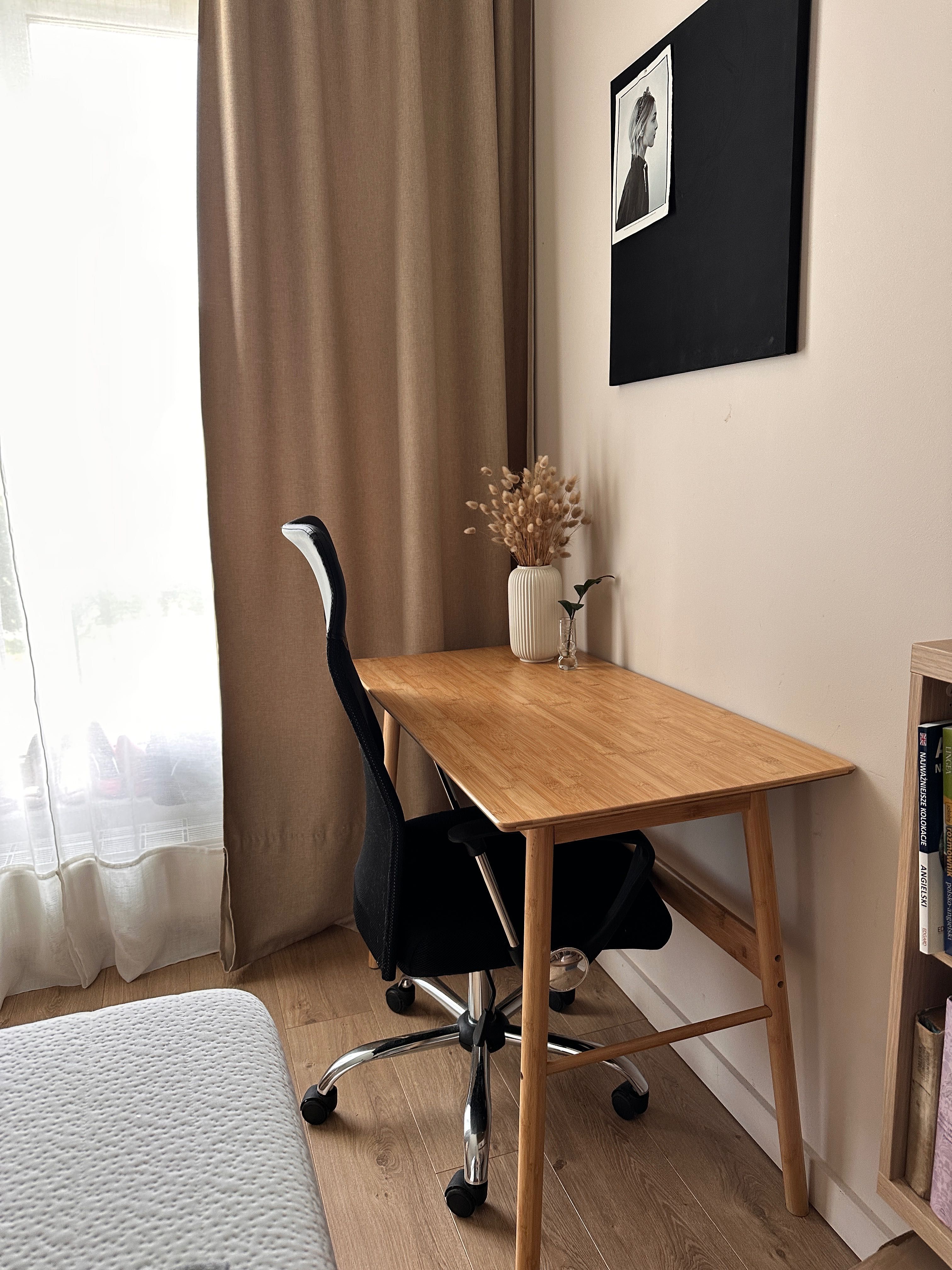 Stół biurko stolik S55 x D105 x W75 cm bambusowy w stylu japandi