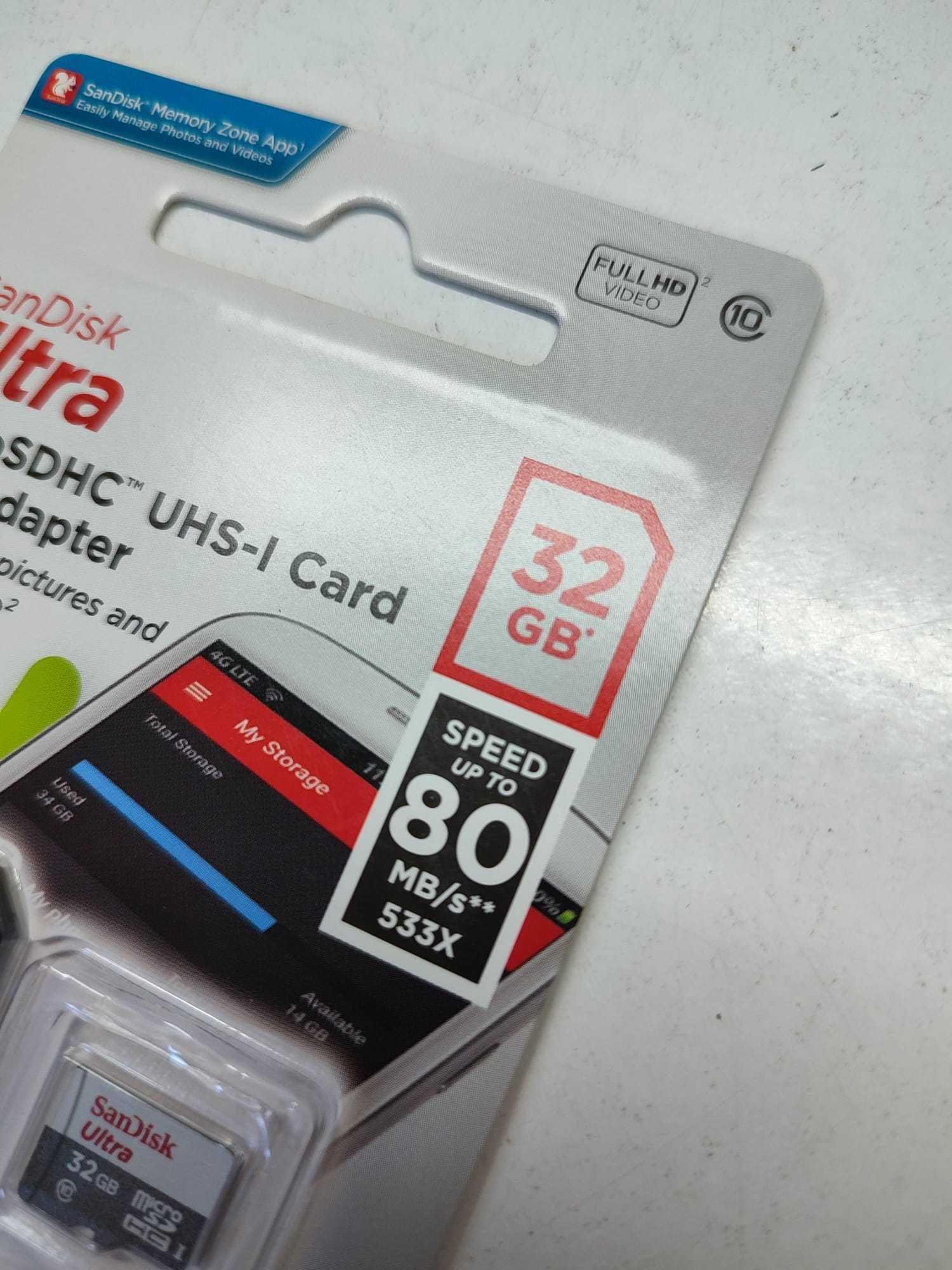 Cartão de Memória SanDisk 32GB Ultra MicroSDHC UHS-I com Adaptador