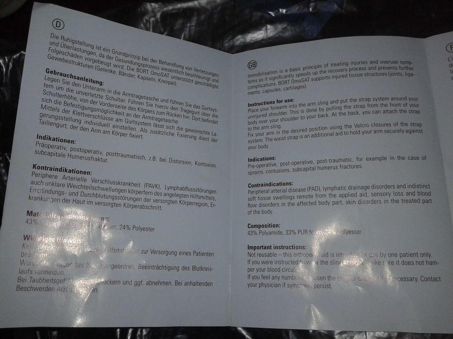 Temblak, orteza ręki OmoSAT Bort