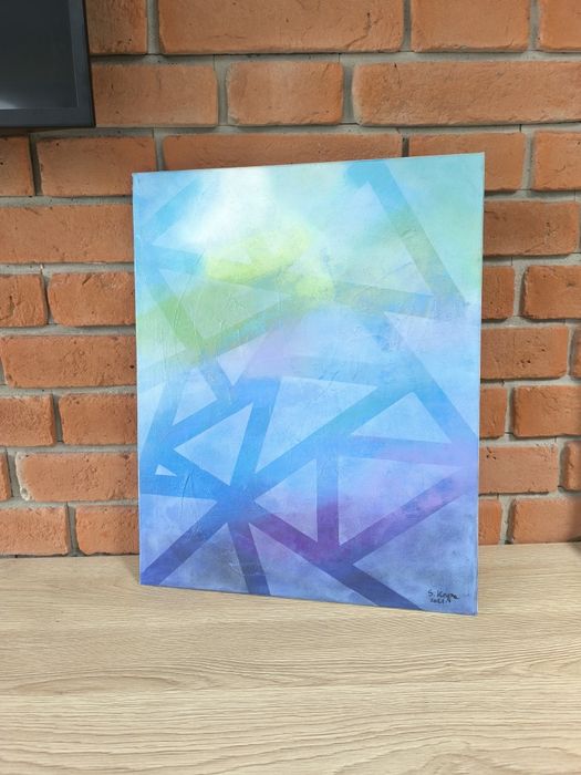 Obraz malowany niebieski