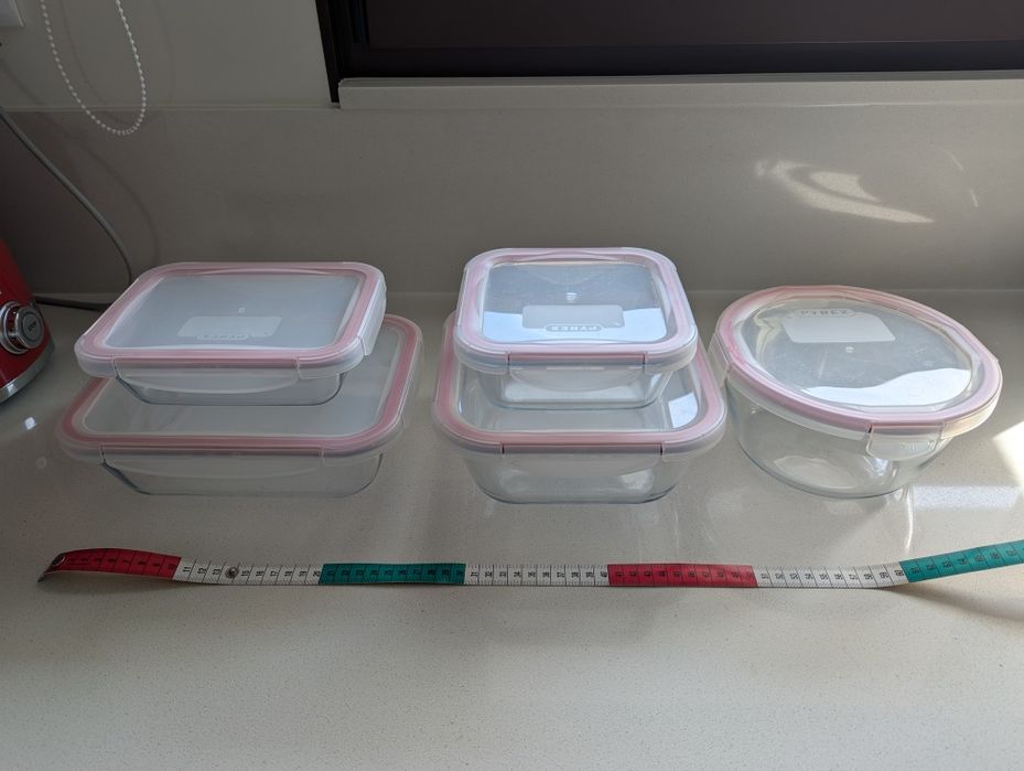 Conjunto de Potes de Vidro com Tampa Hermética – Marca Pyrex