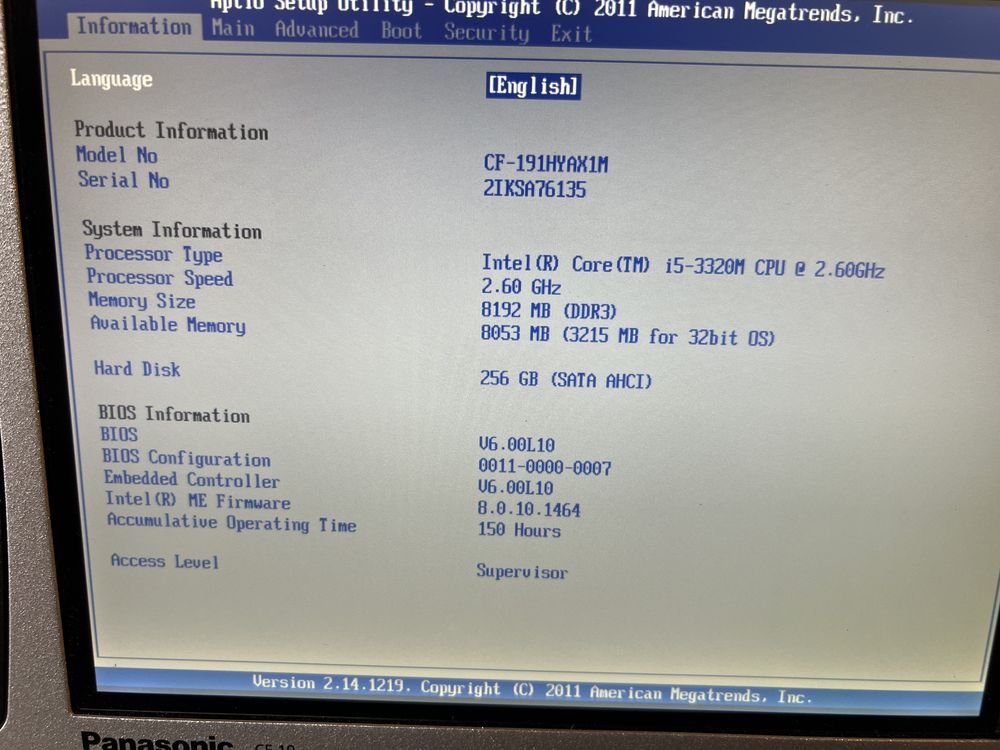 Panasonic cf 19 laptop tablet i5 ssd