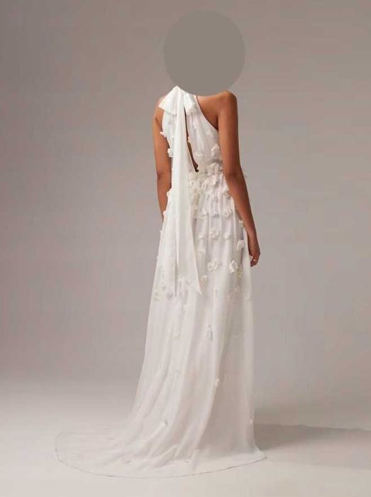 Zdobiona maxi ślubna kwiaty 3D halter asos